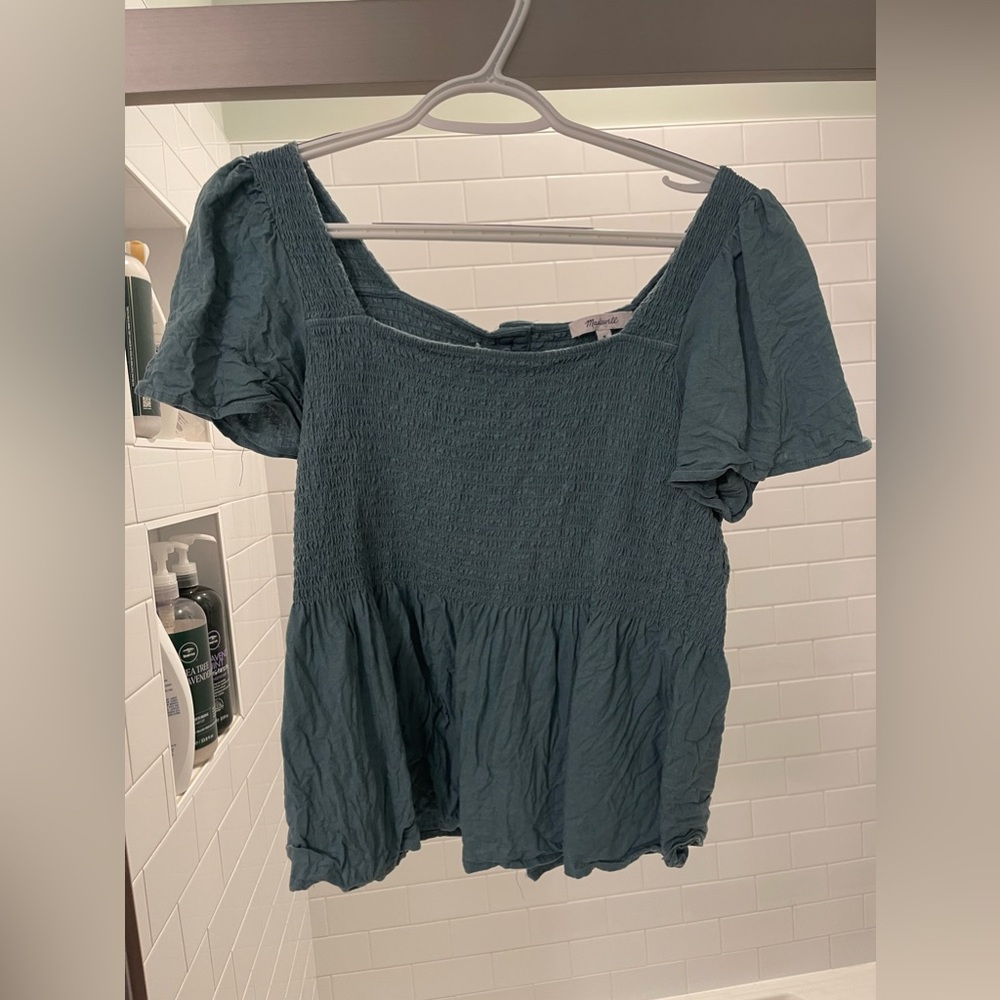 Green peplum madewell top. Size medium.